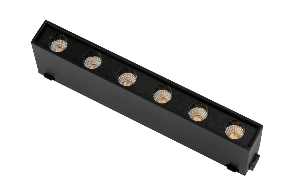 Трековый светильник ONYX 24V, 6W, 130*15*40, 3000K, 38°, черный