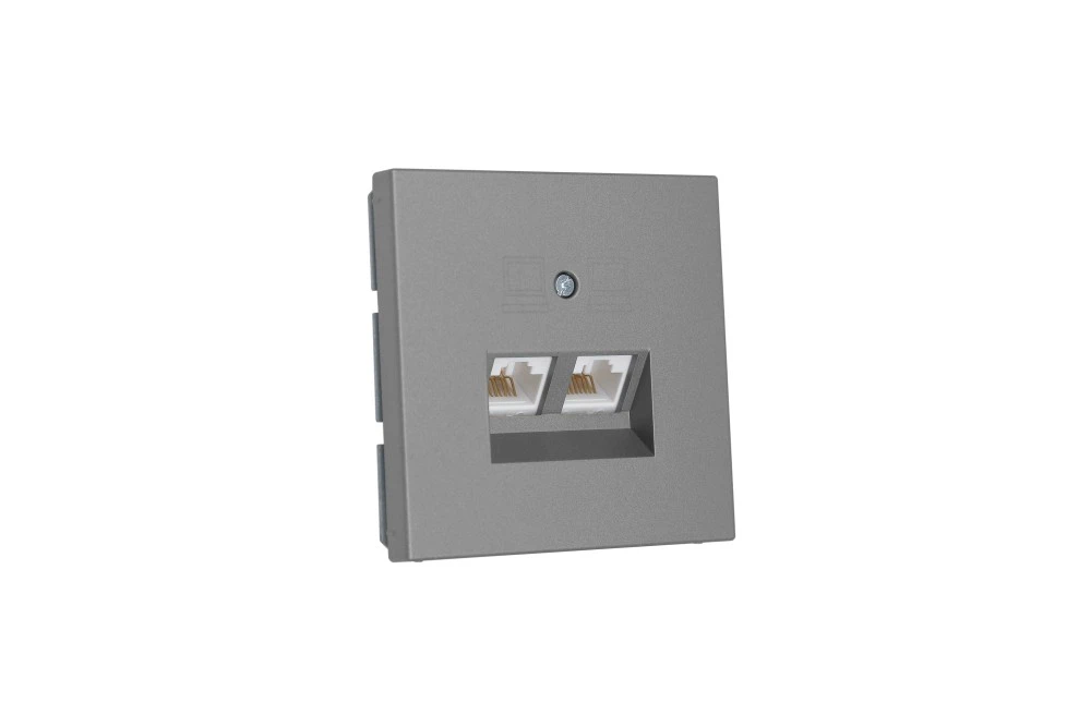 Интернет-розетка RJ-45 Jasmart в цвете «Никель»
