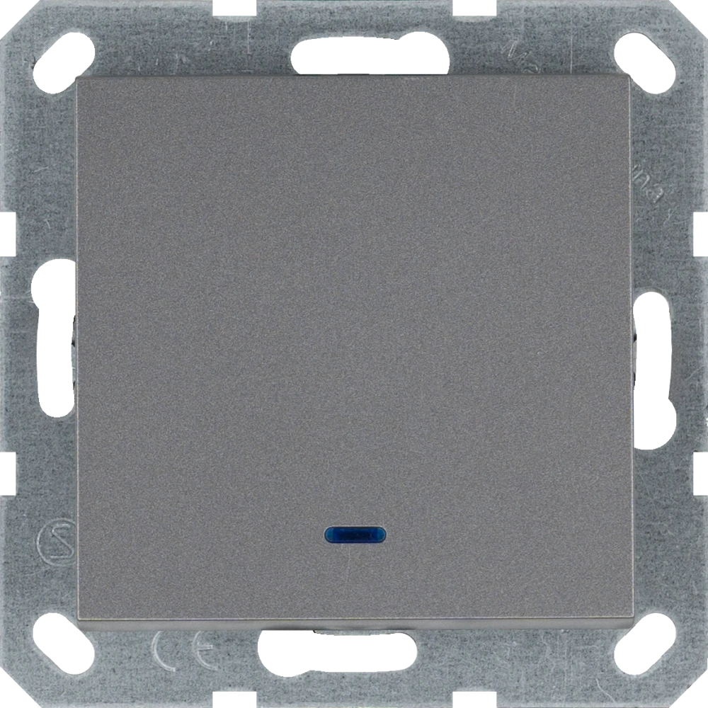 Одноклавишный проходной выключатель Jasmart в цвете «Алюминий»