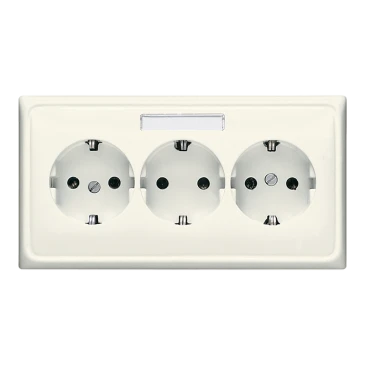 Розетка SCHUKO®, 3 группы, с полем для надписи, Дюропласт, слоновая кость