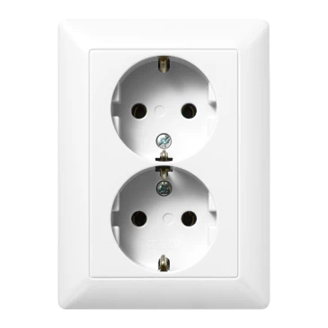 SCHUKO®-розетка, 2-постовая, Дюропласт, белый