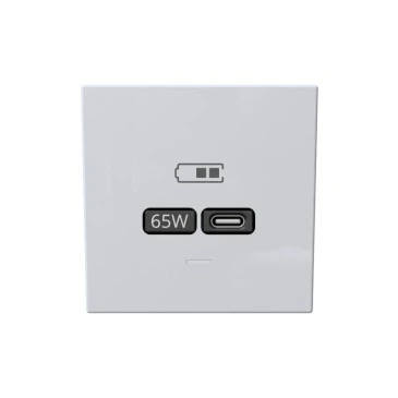 Розетка 2-м USB зарядка СП серия FD тип A+C 65Вт 220-240В 50-60Мгц механизм бел. матов. soft touch Jasmart FD6065PWM