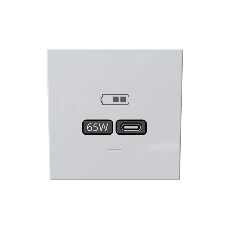 Розетка 2-м USB зарядка СП серия FD тип A+C 65Вт 220-240В 50-60Мгц механизм бел. матов. soft touch Jasmart FD6065PWM