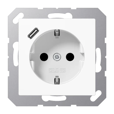 SCHUKO®-розетка с зарядным USB-устройством (быстрая зарядка JUNG Quick Charge®), Safety Plus, Термопласт