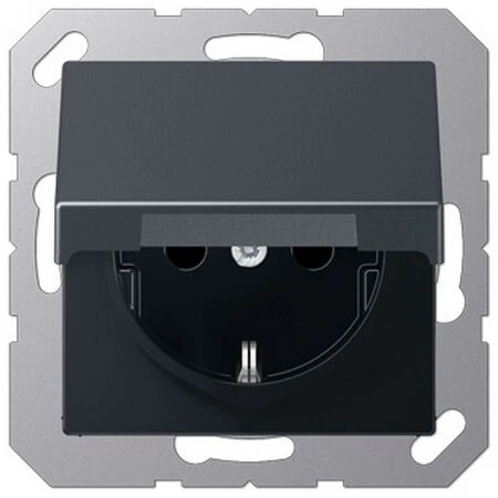 Розетка SCHUKO® с крышкой; термопласт; антрацит