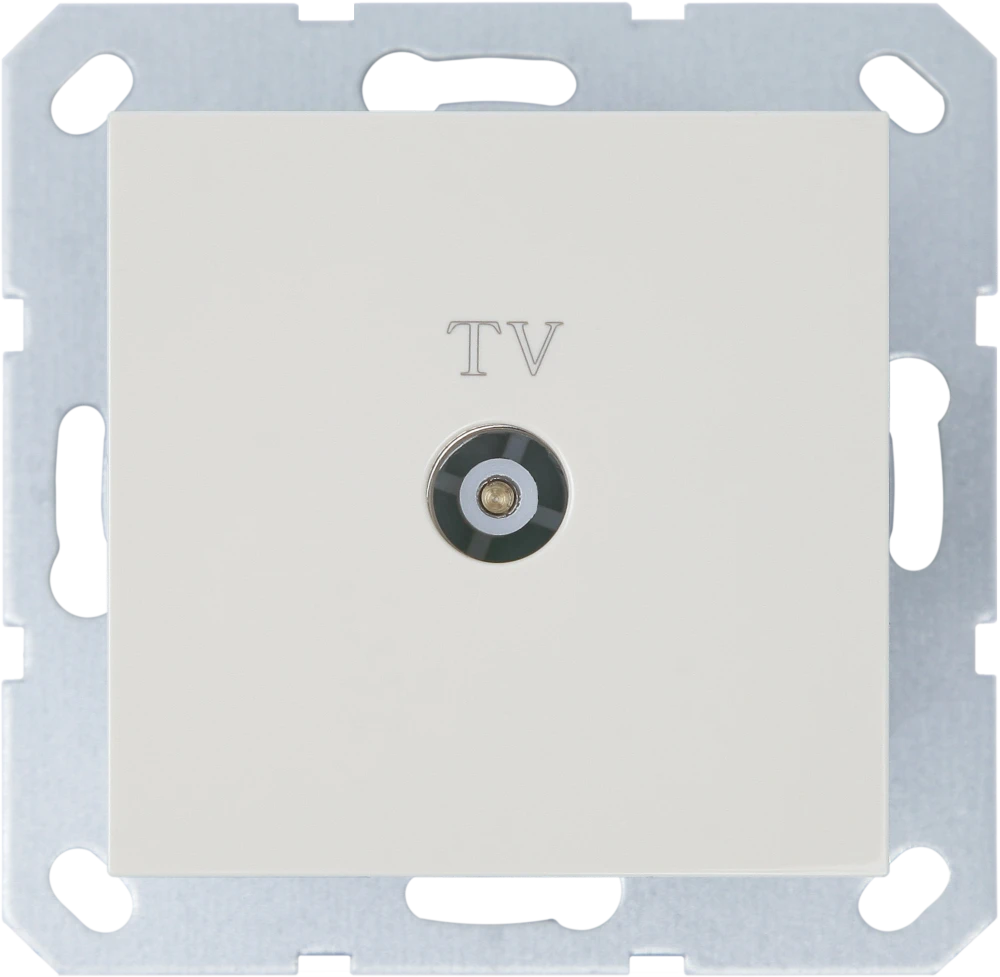 Розетка телевизионная оконечная TV 1-м серия G Ф9.5мм с накладкой механизм бел. глянцевый Jasmart G6001V
