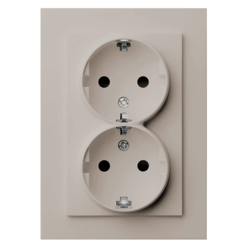 Розетка SCHUKO© двойная с защитными шторками 16A 250V~ 2P+T, цвет Тауп