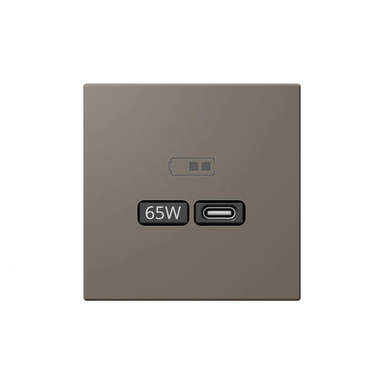 Розетка 2-м USB зарядка СП серия FD тип A+C 65Вт 220-240В 50-60Мгц механизм тауп матов. soft touch Jasmart FD6065PTM