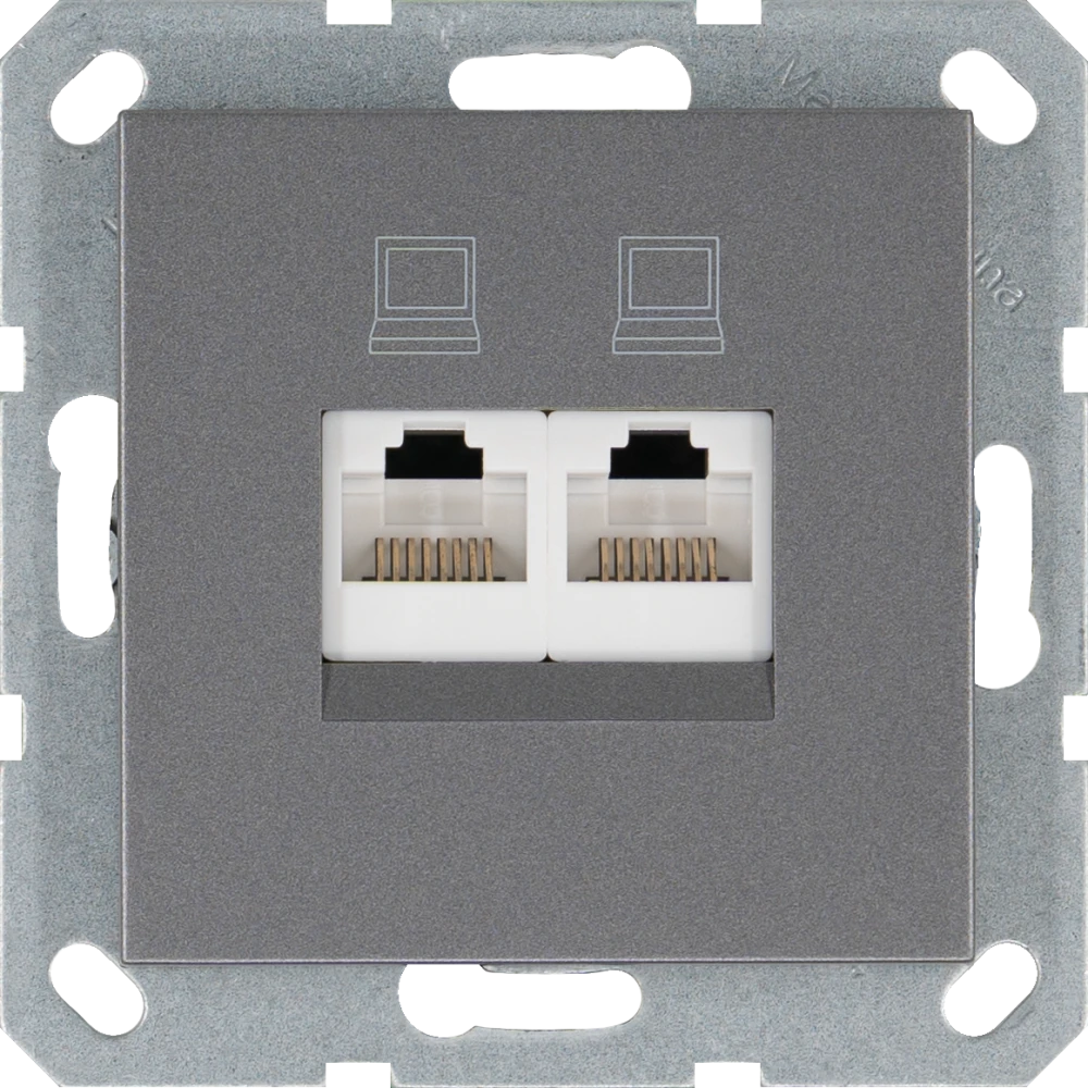 Интернет-розетка RJ-45 Jasmart в цвете «Алюминий»