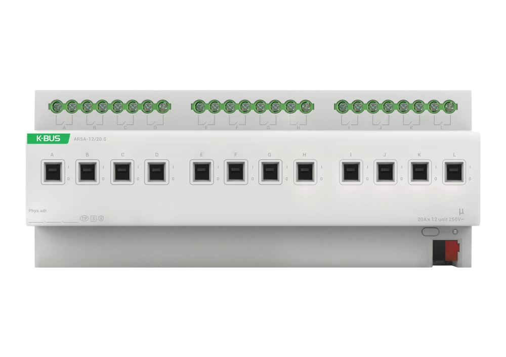 Актуатор на 12 каналов, 20А KNX Secure