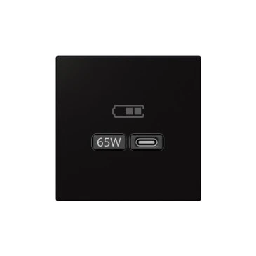 Розетка 2-м USB зарядка СП серия FD тип A+C 65Вт 220-240В 50-60Мгц механизм черн. матов. soft touch Jasmart FD6065PBM