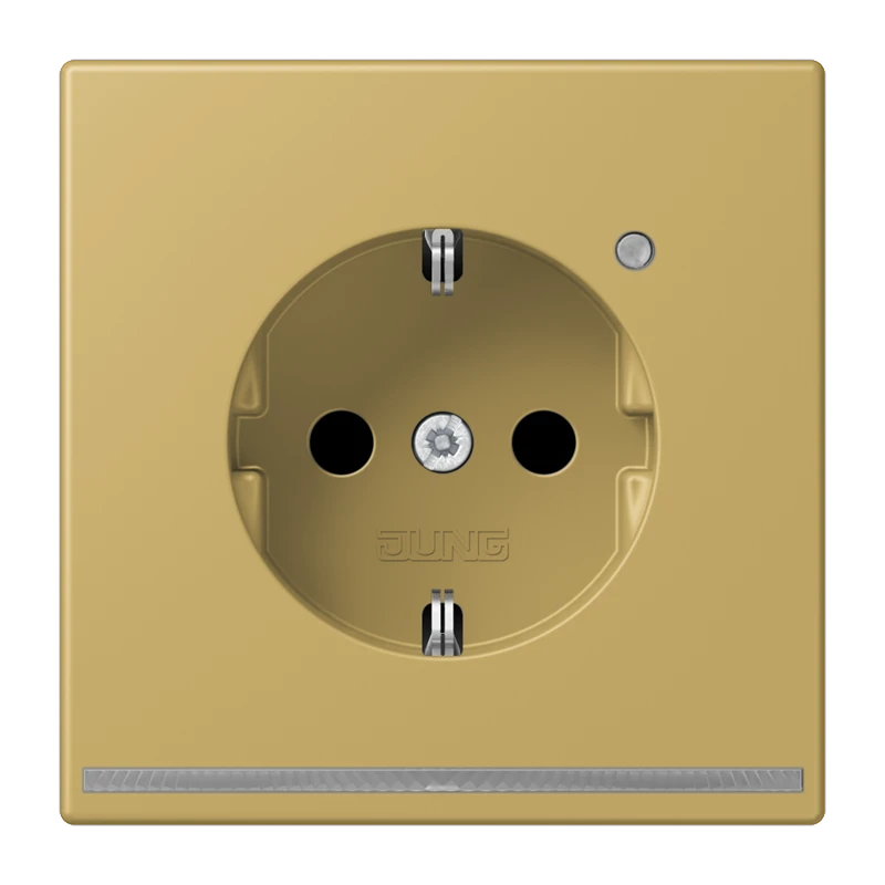 SCHUKO®-розетка с ориентационной светодиодной подсветкой, Safety Plus, Лакированный термопласт, латунь Classic