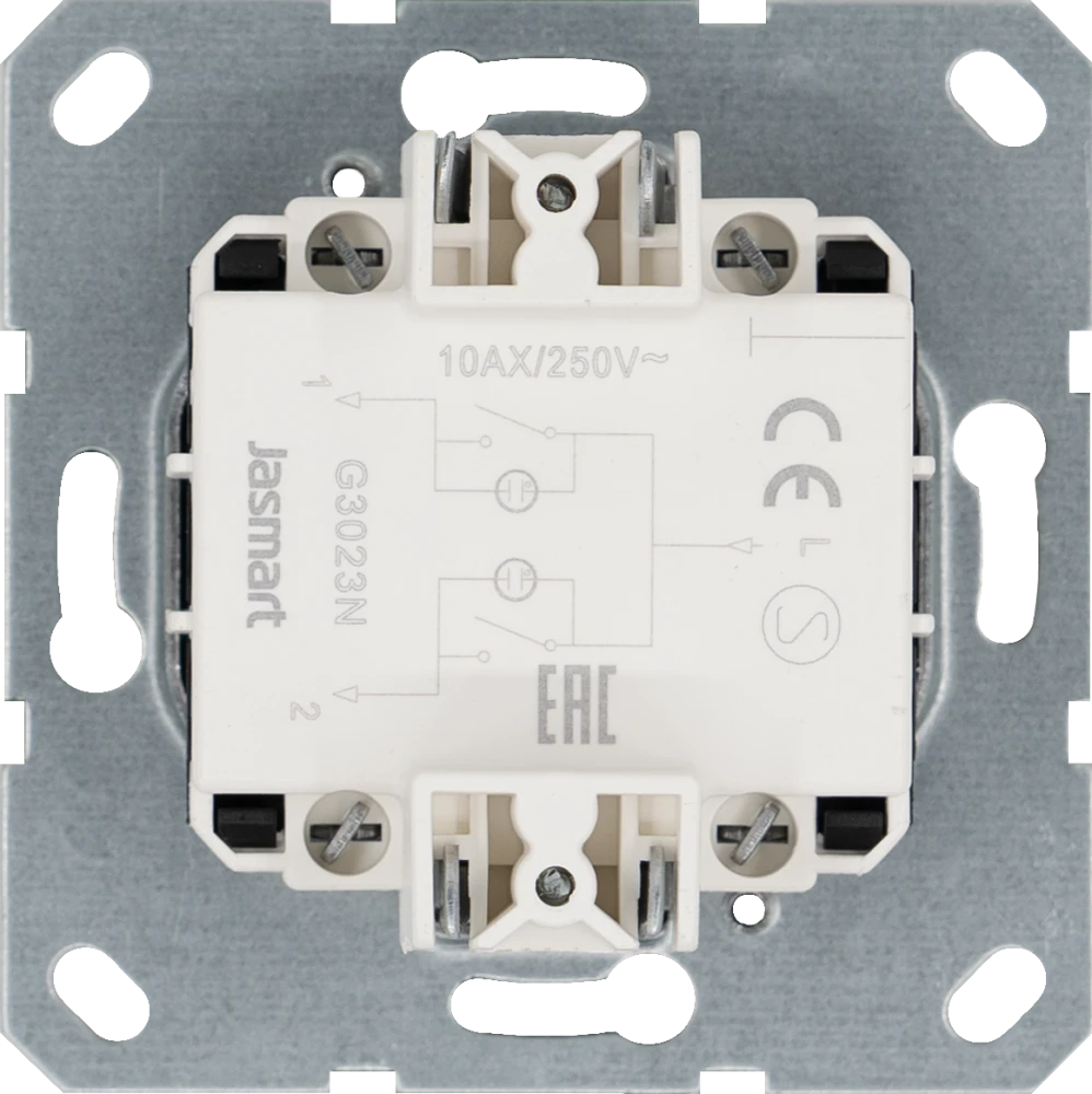 Выключатель двухклавишный со светодиодами 10A 250V~ с накладкой, цвет Антрацит