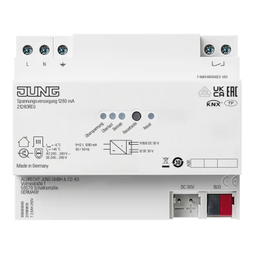 KNX блок питания, 1.280 мA, устройство для крепления на Din-рейку, 6 установочных модулей
