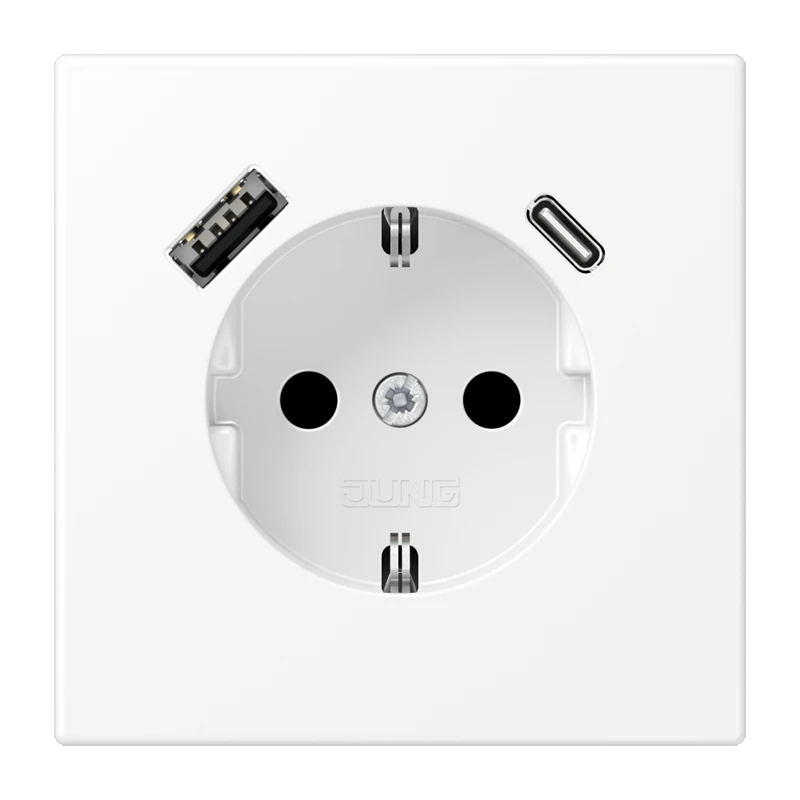 SCHUKO®-розетка с зарядным USB-устройством, Safety Plus, белоснежный матовый
