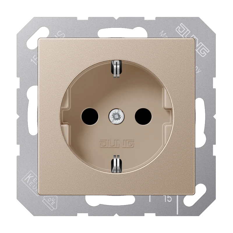 SCHUKO®-розетка, Safety Plus, Дюропласт лакированный, цвет шампанского