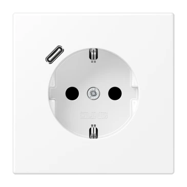 SCHUKO®-розетка с зарядным USB-устройством (быстрая зарядка JUNG Quick Charge®), Safety Plus, Лакированный термопласт