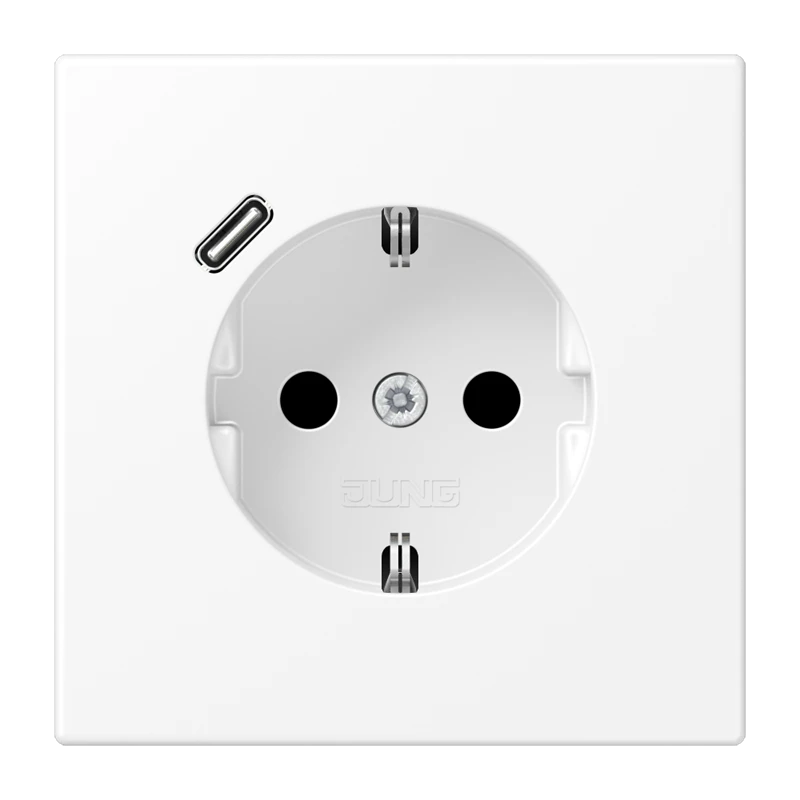SCHUKO®-розетка с зарядным USB-устройством (быстрая зарядка JUNG Quick Charge®), Safety Plus, Лакированный термопласт