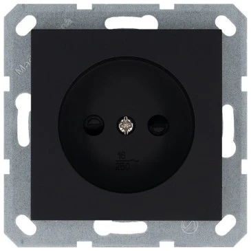 Розетка без заземления с защитными шторками 16A 250V~ 2P, цвет Антрацит