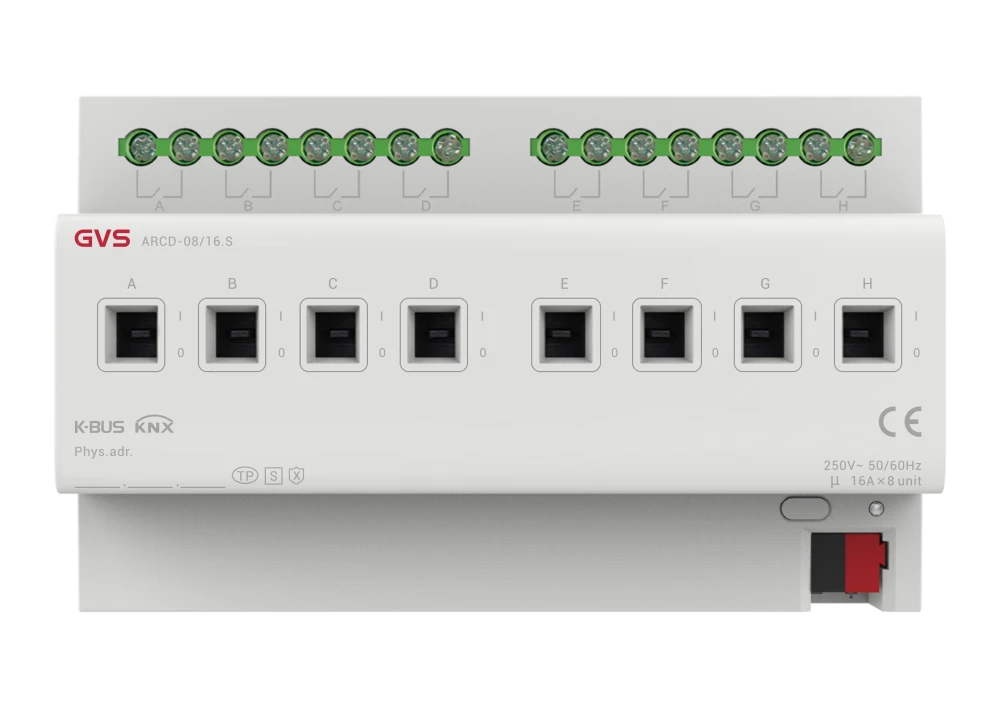 Актуатор на 8 каналов, 16А с измерением тока, KNX Secure