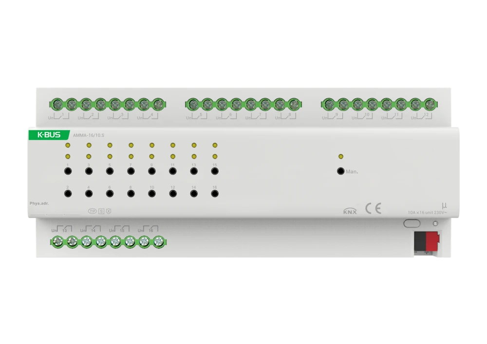Актуатор многофункциональный, 8 каналов, 10А, KNX Secure