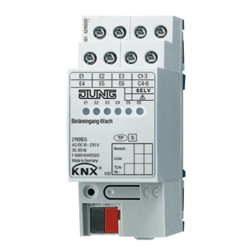 KNX ввод бинарный, 6 групп, устройство для крепления на Din-рейку, 2 установочных модуля