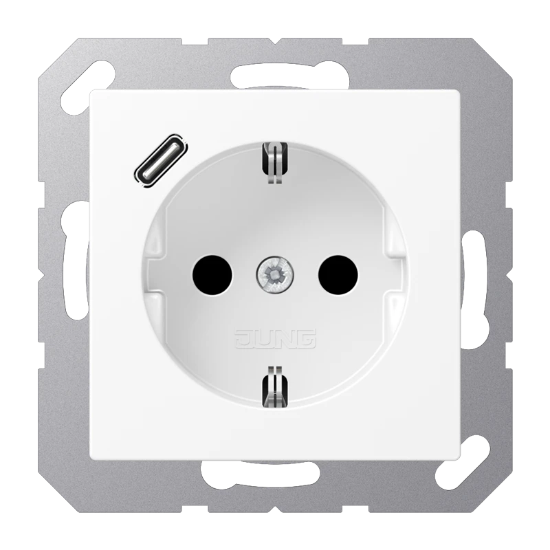 SCHUKO®-розетка с зарядным USB-устройством (быстрая зарядка JUNG Quick Charge®), Safety Plus