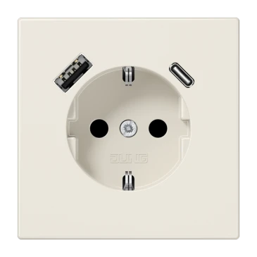 SCHUKO®-розетка с зарядным USB-устройством, Safety Plus, Термопласт, слоновая кость