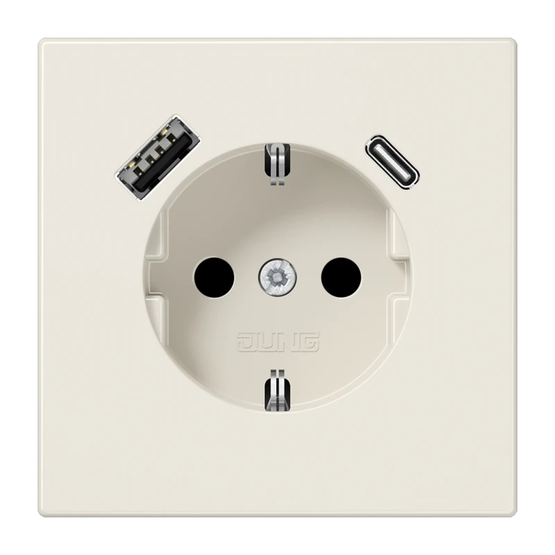 SCHUKO®-розетка с зарядным USB-устройством, Safety Plus, Термопласт, слоновая кость