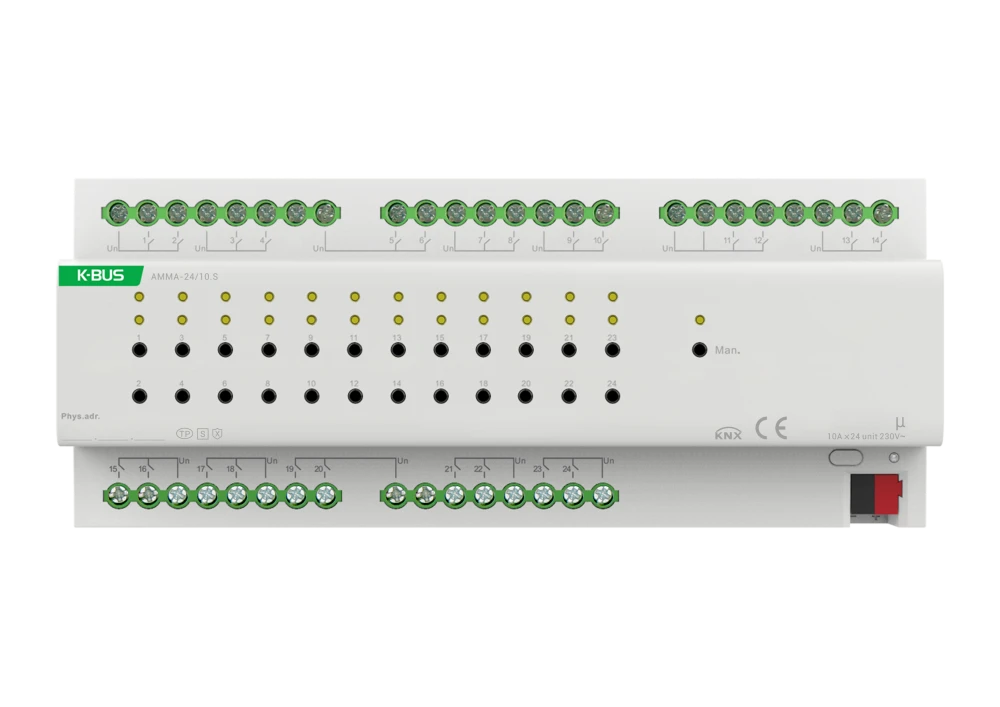 Актуатор многофункциональный, 24 канала, 10А, KNX Secure