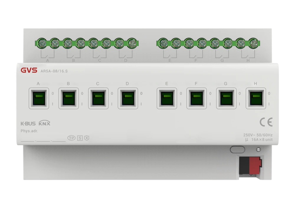 Актуатор на 8 каналов, 16А KNX Secure