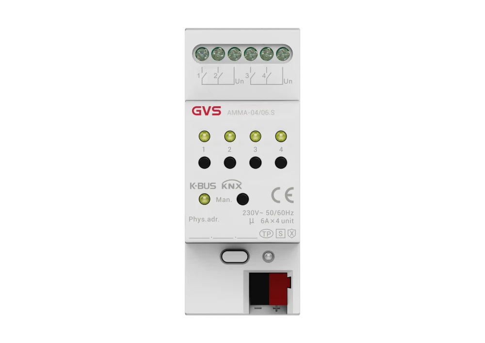 Актуатор многофункциональный, 4 канала, 6А, KNX Secure