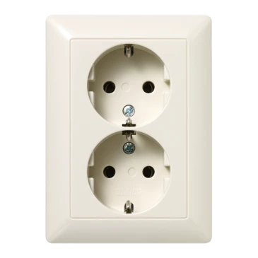 SCHUKO®-розетка, 2-постовая, Дюропласт, слоновая кость