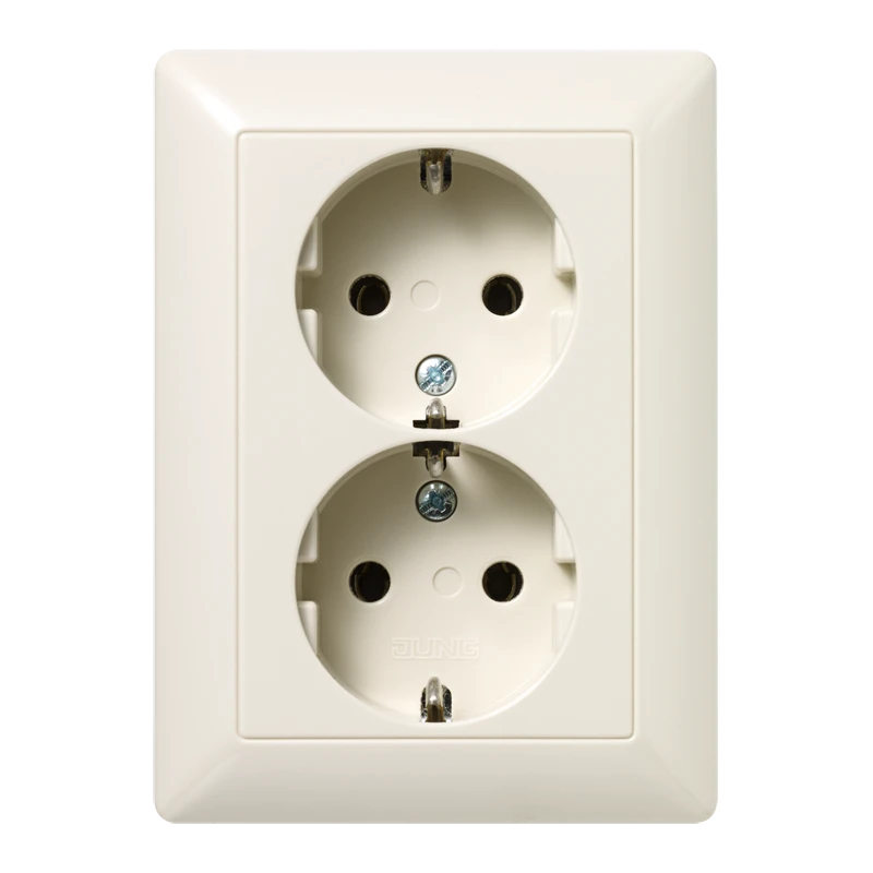 SCHUKO®-розетка, 2-постовая, Дюропласт, слоновая кость