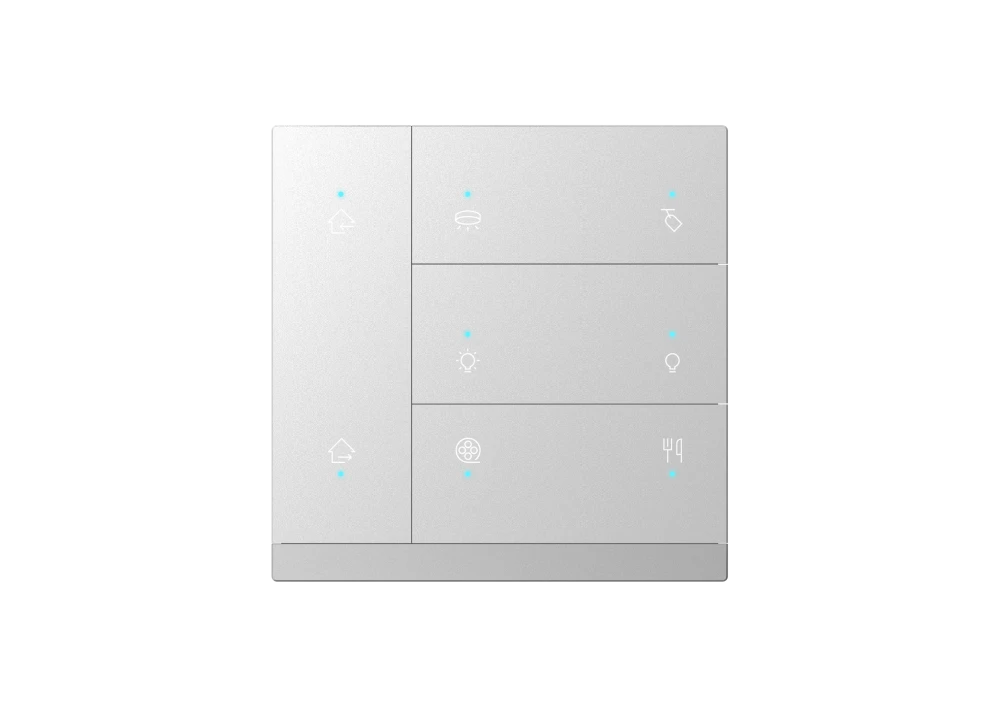 Выключатель клавишный Waltz, 4 клавиши, металл, серебро