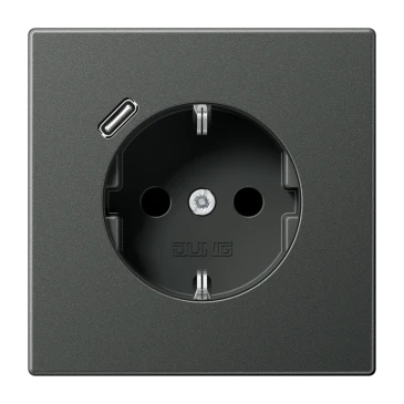 SCHUKO®-розетка с зарядным USB-устройством (быстрая зарядка JUNG Quick Charge®), Safety Plus, Лакиро