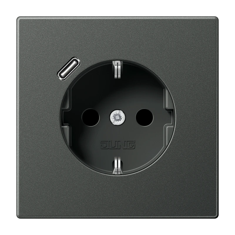 SCHUKO®-розетка с зарядным USB-устройством (быстрая зарядка JUNG Quick Charge®), Safety Plus, Лакиро