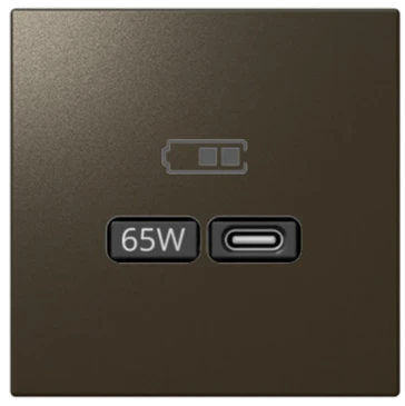 Розетка 2-м USB зарядка СП серия FD тип A+C 65Вт 220-240В 50-60Мгц механизм бронза Jasmart FD6065BR