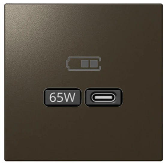 Розетка 2-м USB зарядка СП серия FD тип A+C 65Вт 220-240В 50-60Мгц механизм бронза Jasmart FD6065BR