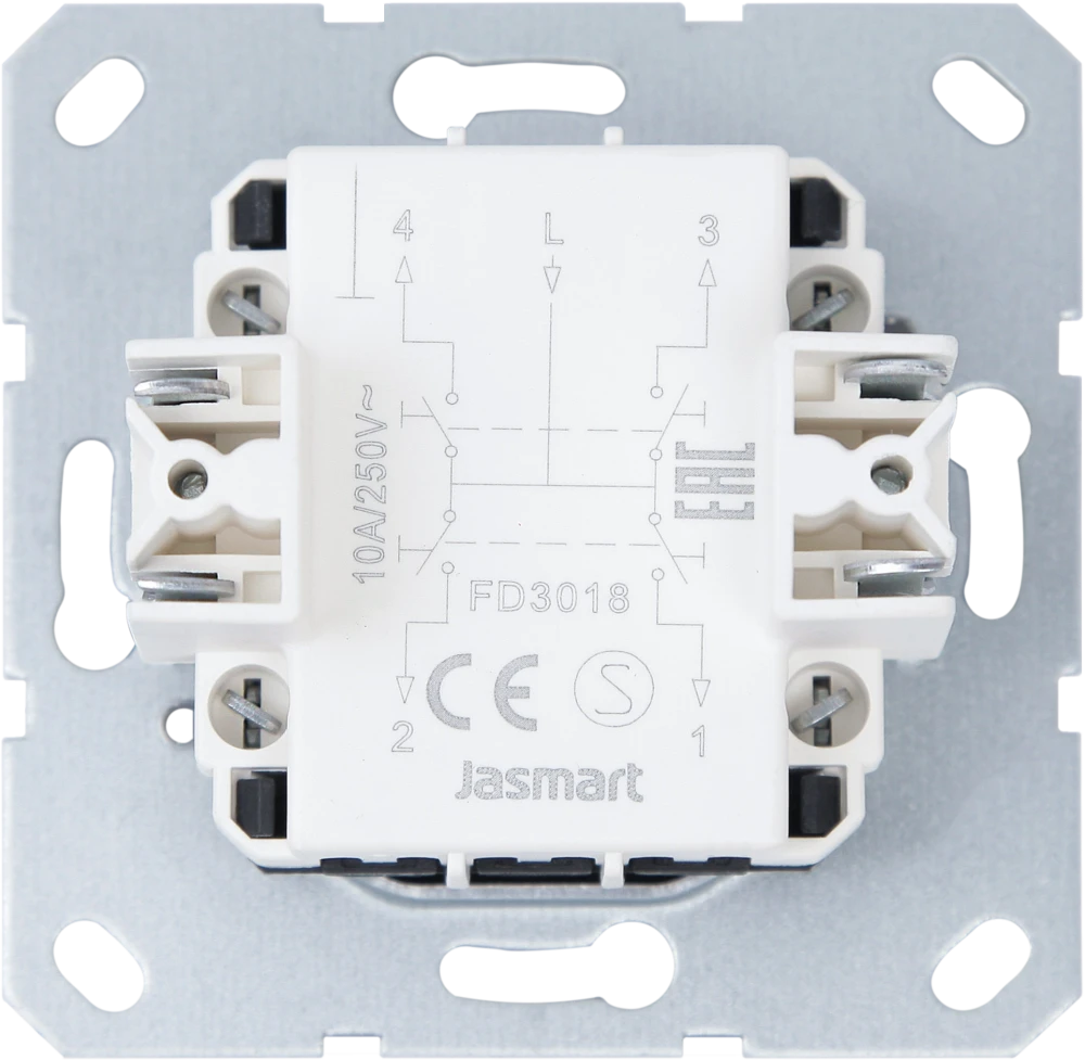 Выключатель для жалюзи 1-кл. СП серия FD 10А IP20 с накладкой механизм сахара Jasmart FD3018SH