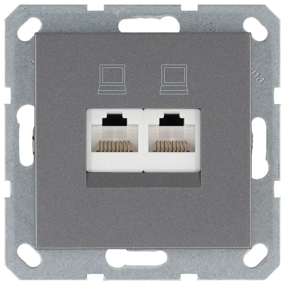 Интернет-розетка RJ-45 Jasmart в цвете «Алюминий»