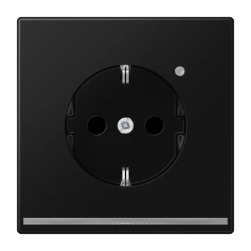 SCHUKO®-розетка с ориентационной светодиодной подсветкой, Safety Plus, Лакированный термопласт, матовый чёрный графит