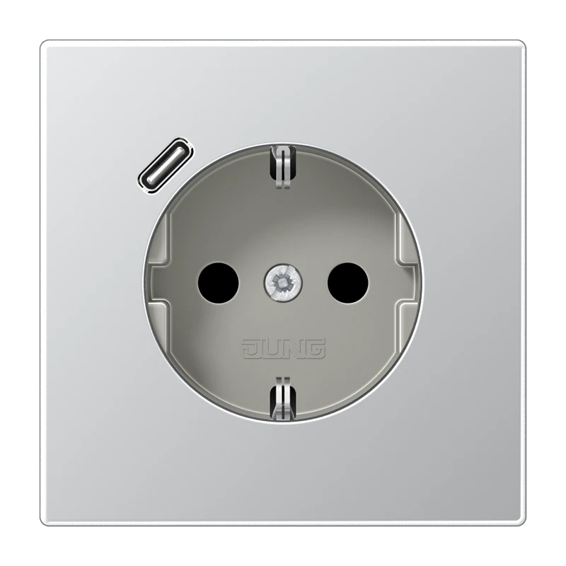 SCHUKO®-розетка с зарядным USB-устройством (быстрая зарядка JUNG Quick Charge®), Safety Plus, алюминий