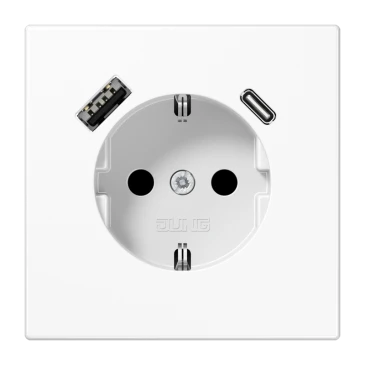 SCHUKO®-розетка с зарядным USB-устройством, Safety Plus, Термопласт, белый