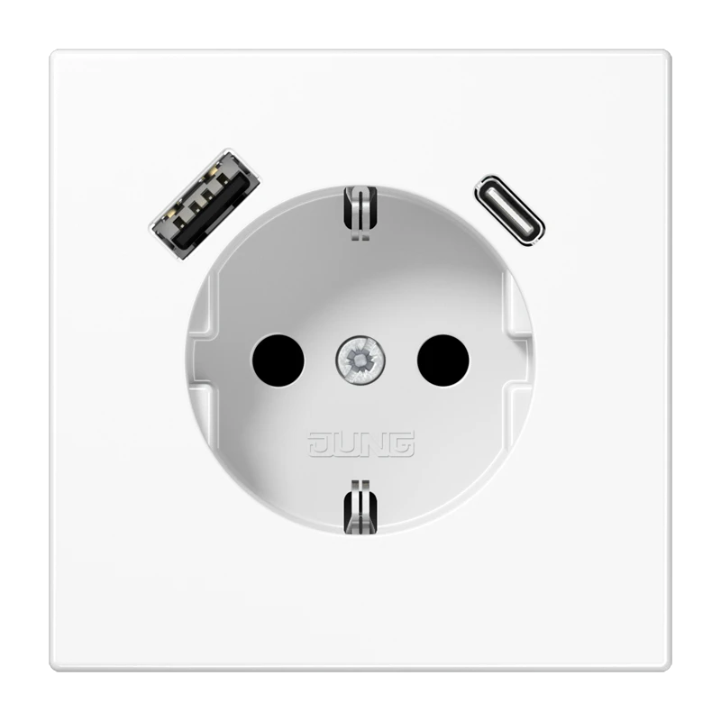 SCHUKO®-розетка с зарядным USB-устройством, Safety Plus, Термопласт, белый