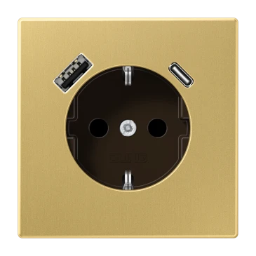 SCHUKO®-розетка с зарядным USB-устройством, Safety Plus, латунь Classic