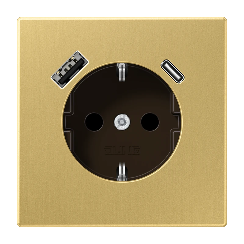SCHUKO®-розетка с зарядным USB-устройством, Safety Plus, латунь Classic