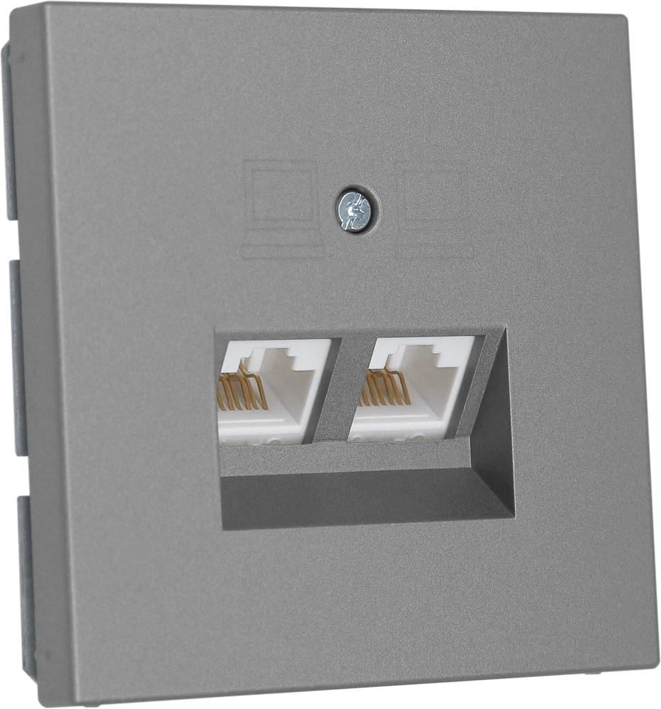 Интернет-розетка RJ-45 Jasmart в цвете «Никель»