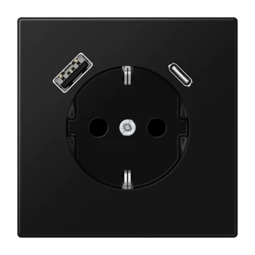 SCHUKO®-розетка с зарядным USB-устройством, Safety Plus, матовый чёрный графит