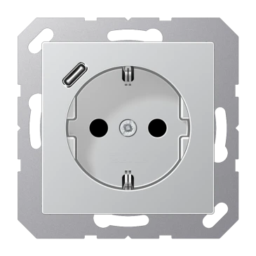 SCHUKO®-розетка с зарядным USB-устройством (быстрая зарядка JUNG Quick Charge®), Safety Plus, Лакированный термопласт